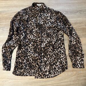 Pleione Animal Print Collared Shirt